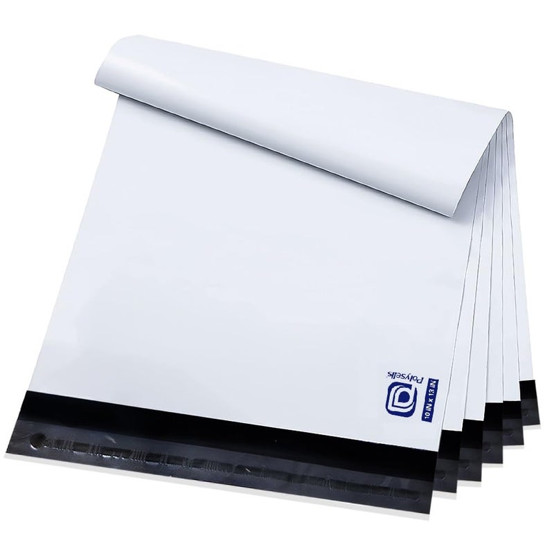 POLYSELLS 100 pcs 10x13 Inch White Poly Mailers Shipping Envelopes, Strong Adhesive Sealing, Waterproof, and Tear-resistant Postal Mailing Bags for Clothing, Books, and Accessories - Image 1